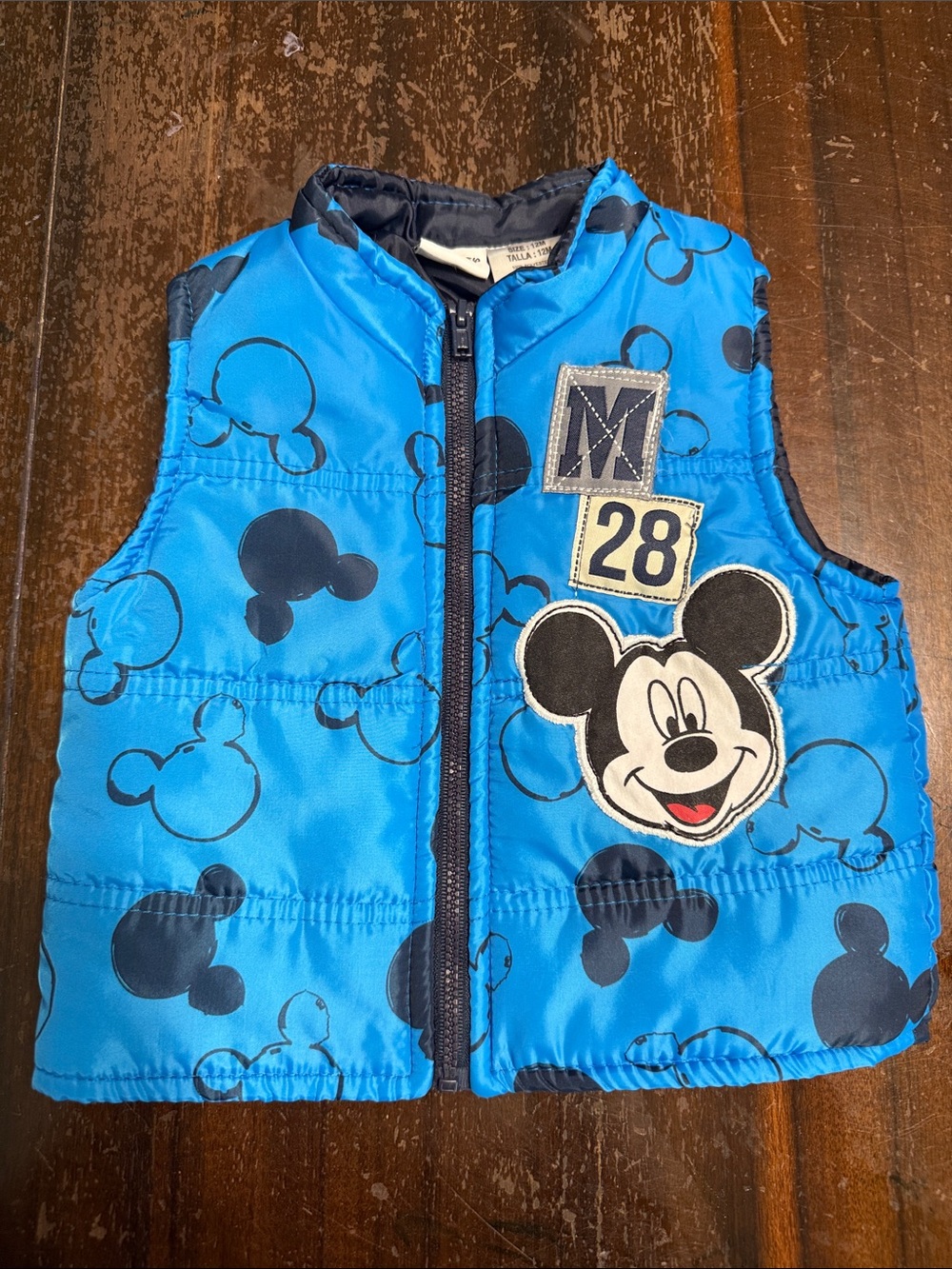 Disney Bright Blue Mickey Print Puffer Vest
